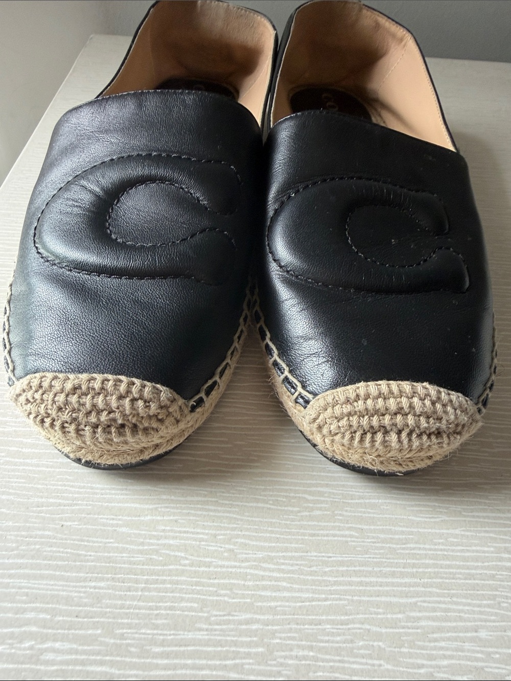Coach Black Leather Espadrille Flats with Jute Toe - Picture 4 of 4